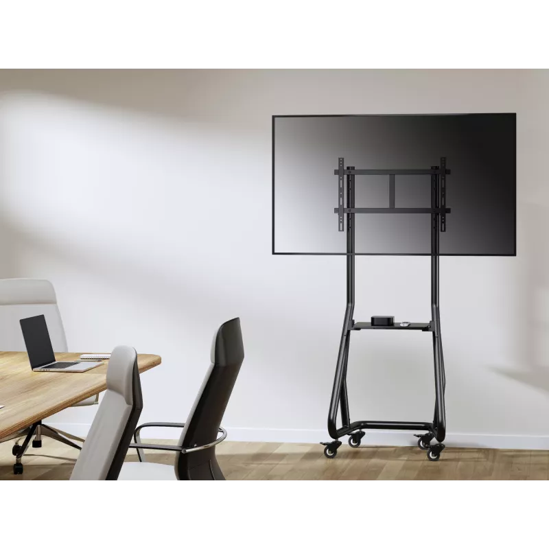 Equip 37 inch-80 inch Heavy-Duty TV Cart, 94 cm (37 inch), 2.03 m (80 inch), 200 x 200 mm, 600 x 400 mm, Aluminium, Plastic, Stainless steel, Black
