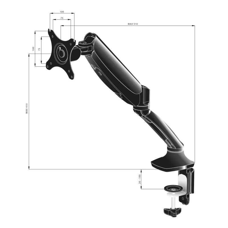 iiyama DS3001C-B1 monitor mount / stand 68.6 cm (27 inch) Desk Black