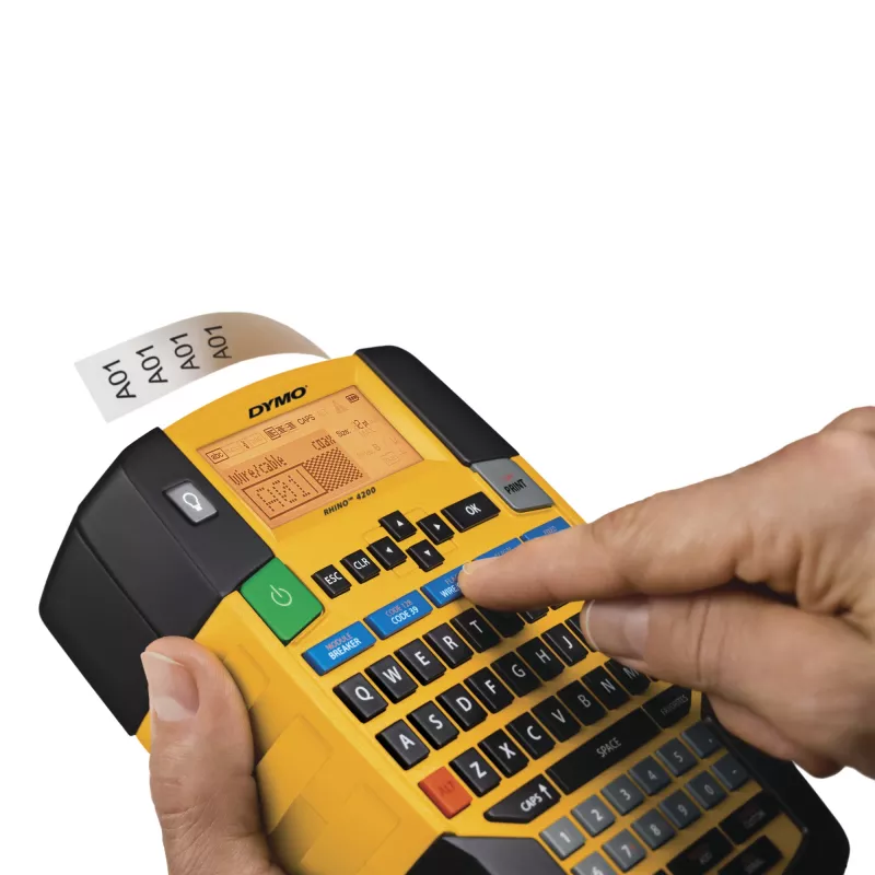 DYMO RHINO 4200 Industrial Label Maker Kit Case | QWERTZ Keyboard & Time-Saving Hot Keys | Durable Label Printer for Job Sites and Heavy-Duty Labelling Jobs