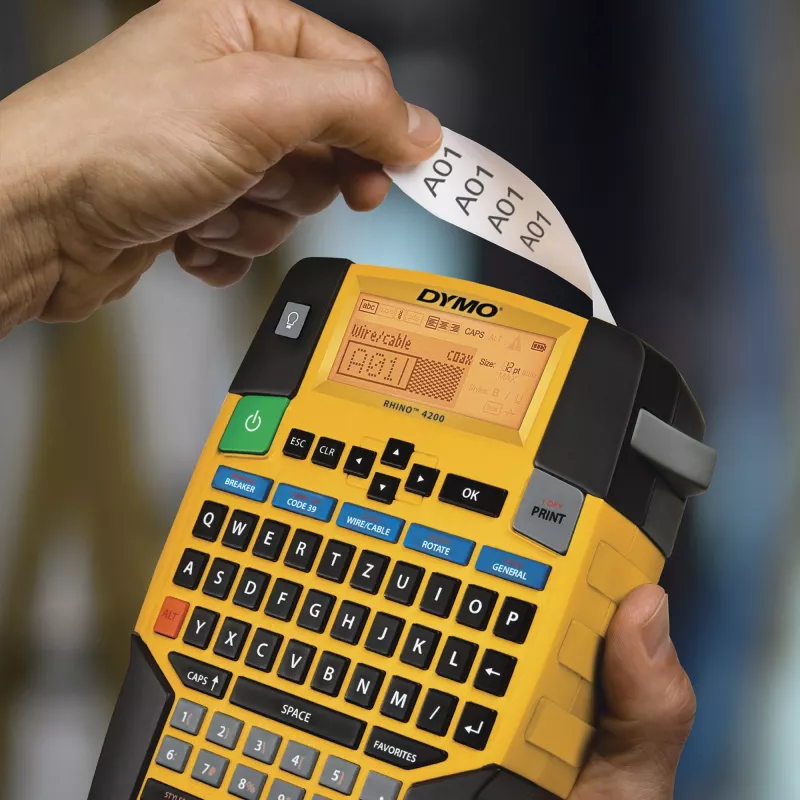 DYMO RHINO 4200 Industrial Label Maker Kit Case | QWERTZ Keyboard & Time-Saving Hot Keys | Durable Label Printer for Job Sites and Heavy-Duty Labelling Jobs