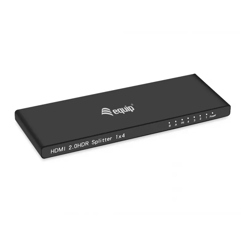 Equip Ultra Slim 4-Port HDMI 2.0 Splitter, HDMI, 4x HDMI, 3840 x 2160 pixels, Black, Aluminium, 4K Ultra HD