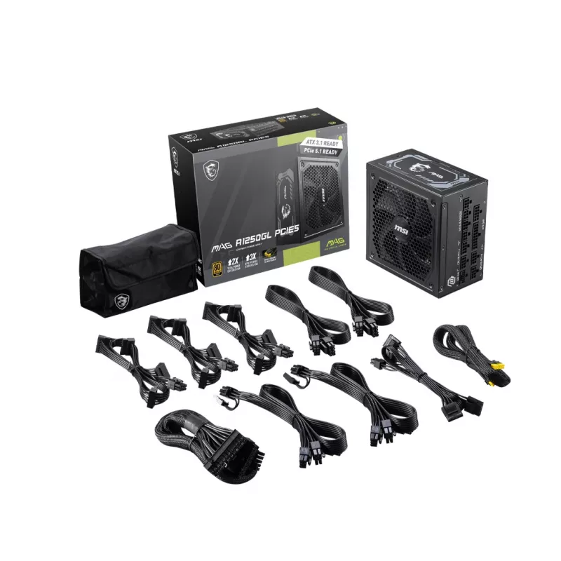 MSI MAG A1250GL PCIE5 power supply unit 1250 W 24-pin ATX ATX Black