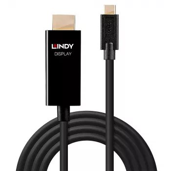Lindy 1m USB Type C to HDMI 4K60 Adapter Cable with HDR, 1 m, USB Type-C, HDMI Type A (Standard), Male, Male, Straight