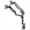 Manhattan Dual Desk Mount for TV & Monitors (Full Motion Gas Spring), For screens 10 inch to 27 inch, Clamp or Grommet Assembly, VESA compatibility: 75x75 and 100x100mm - check the dimensions of the four mounting holes on back of screen to ensure it fits, Max 8kg (each)
