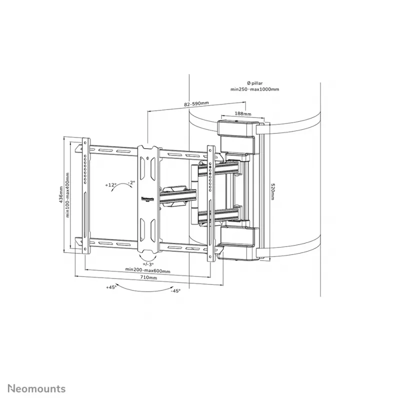 Neomounts WL40S-910BL16 TV pillar mount 40-70 inch - full motion - diam. 25-100 cm