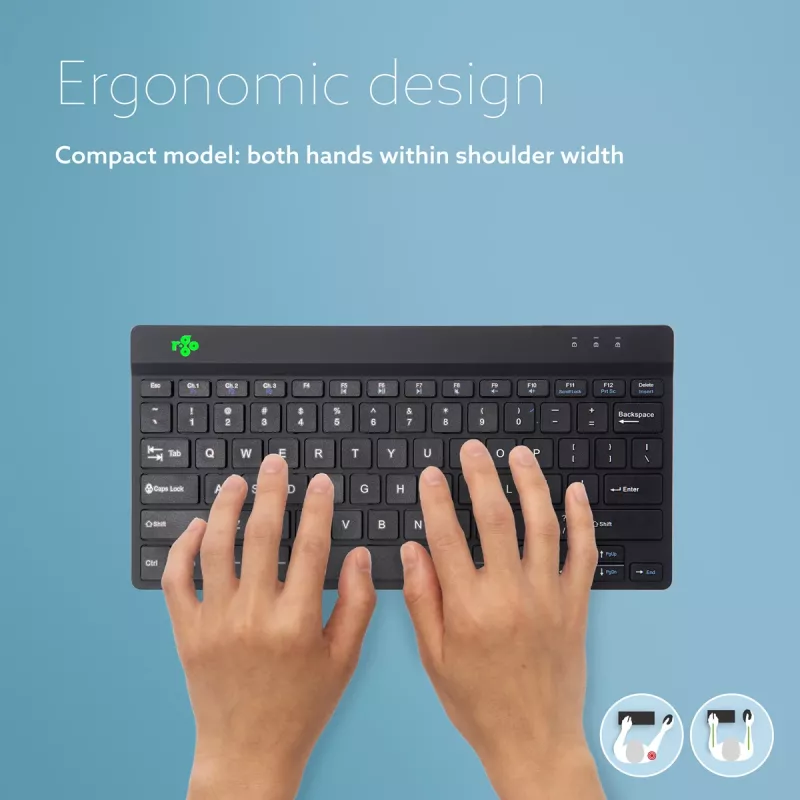 R-Go Tools Ergonomic keyboard R-Go Compact Break, compact keyboard with break software, QWERTY (US), Bluetooth, black