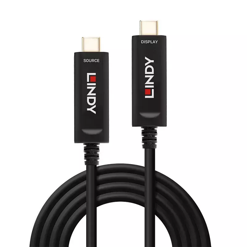 Lindy 15m Fibre Optic Hybrid USB Type C Cable, Audio / Video Only