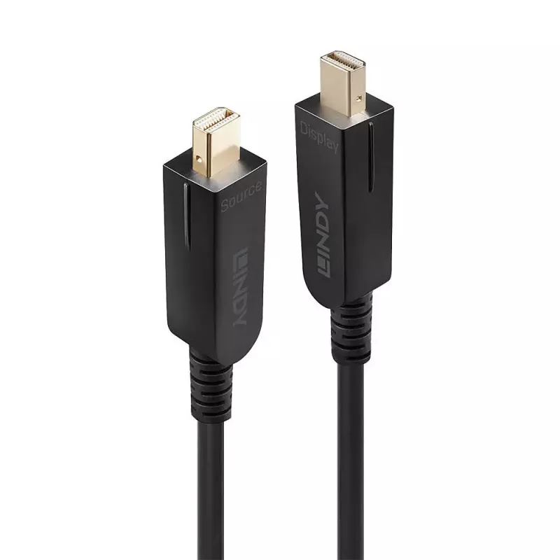Lindy 10m Fibre Optic Hybrid Mini DisplayPort 1.4 Cable with Detachable DP Connectors