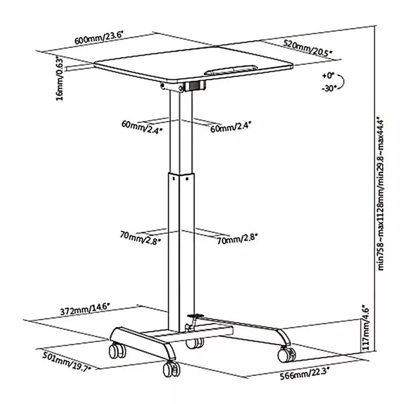 Height-adjustable desk MACLEAN MC-892 gas spring, max height 113 cm