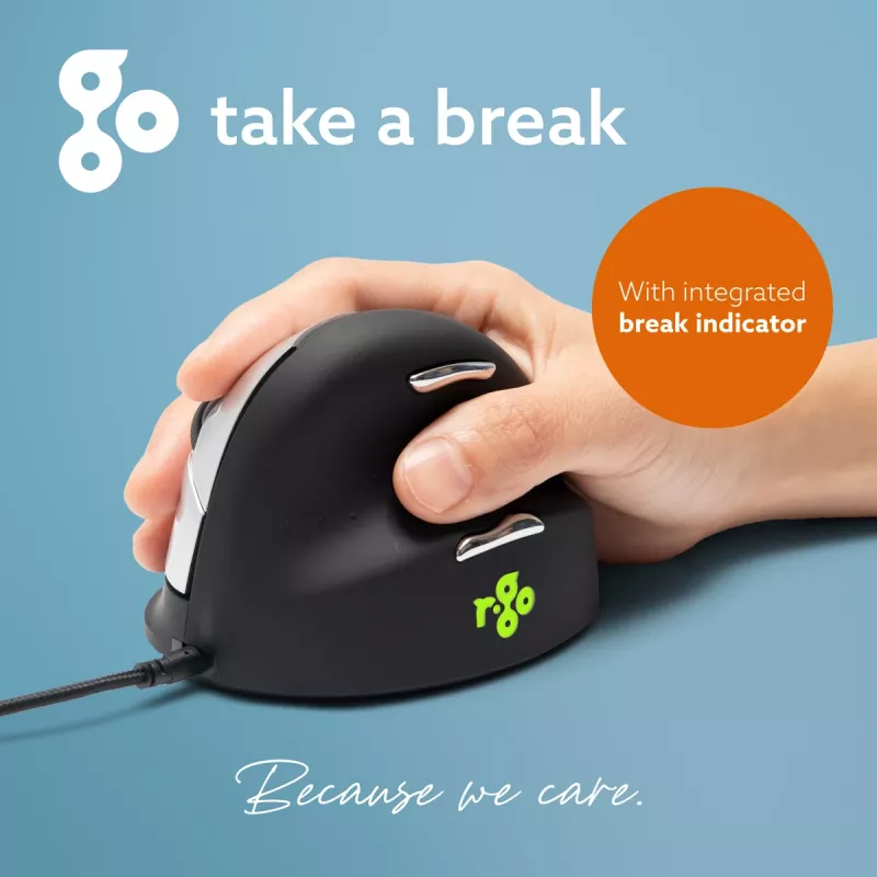 R-Go Tools Ergonomic mouse R-Go HE Break with break software, large (hand size ≥ 185 mm), right-handed, Wired, black