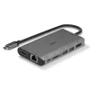 Lindy DST-Mini XT, USB-C Laptop Mini Docking Station with Single Display (4K) or Dual Display (Full HD) and 100W Pass-Through Charging