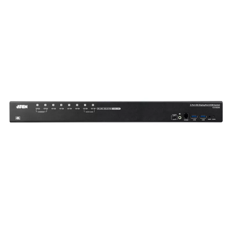 ATEN 8-Port USB 3.0 4K DisplayPort KVM Switch, 4096 x 2160 pixels, 4K Ultra HD, 18.44 W, Black
