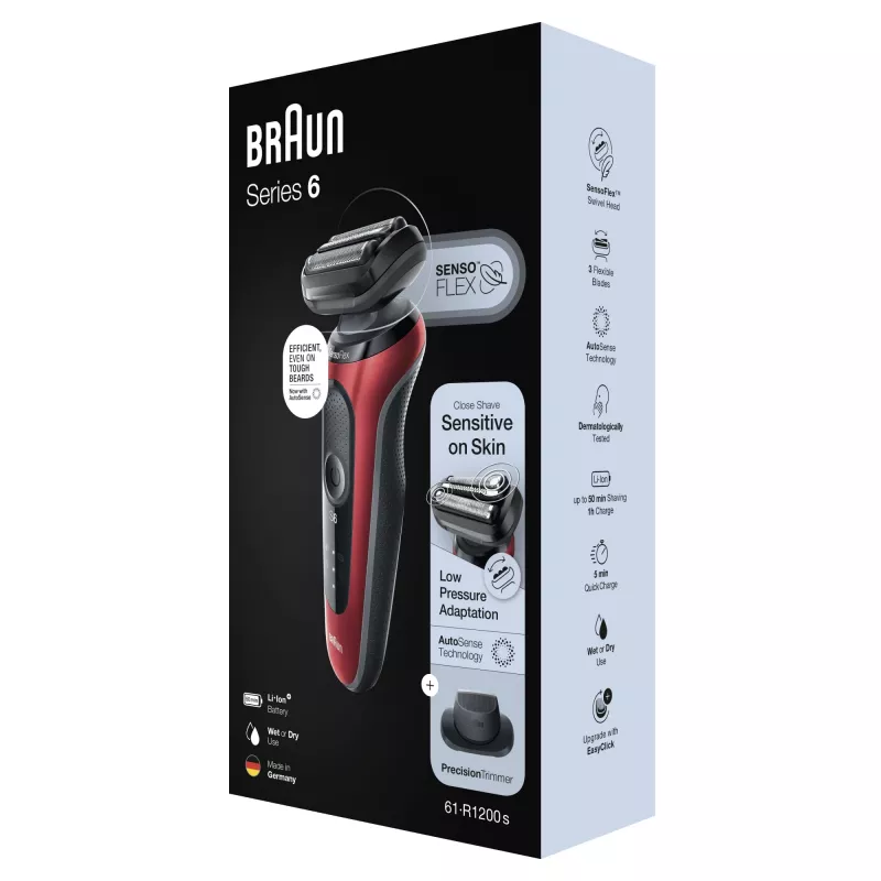 Foil shaver Braun Series 6 61-R1200s SensoFlex SensoFoil Black Red