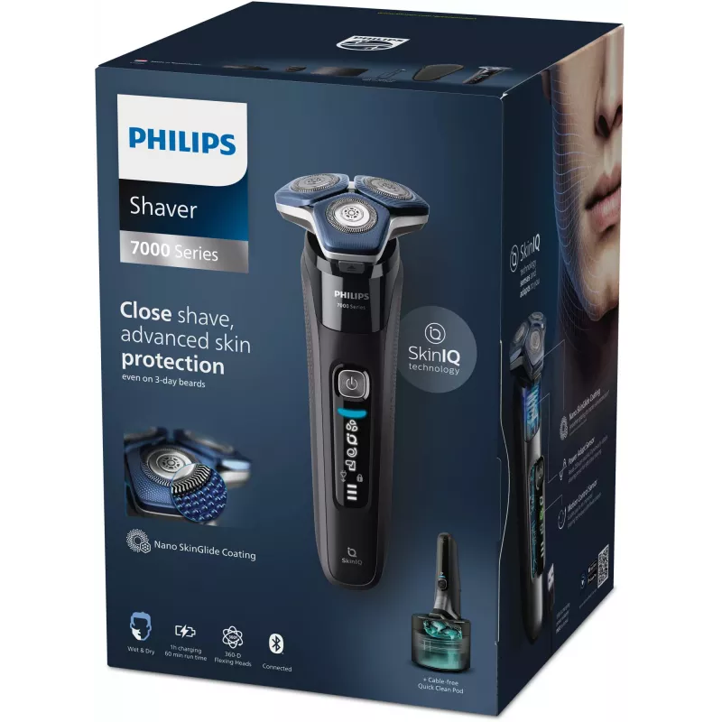 Electric rotary shaver Philips Series 7000 S7886/58 — 3-head, Wet & Dry, Li-Ion battery, 60 min run time
