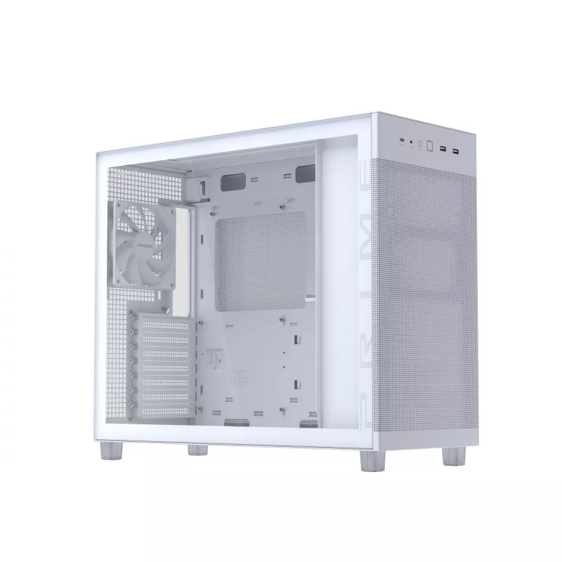 ASUS PRIME AP303 TG 90DC00V3-B39010 Midi Tower PC Case, ATX/Micro-ATX, Tempered Glass, 2x USB 3.2, without PSU, White