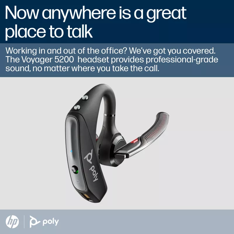 Headset Poly Voyager 5200 USB-A Bluetooth Headset +BT700 dongle