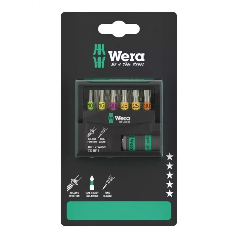 Wera 05073641001 Bit-Check 12 Wood TORX HF 1 SB bit set