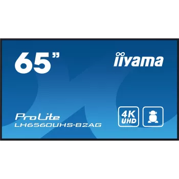 iiyama LH6560UHS-B2AG Signage Display Digital A-board 163.8 cm (64.5 inch) LED Wi-Fi 500 cd/m² 4K Ultra HD Black Built-in processor Android 11 24/7