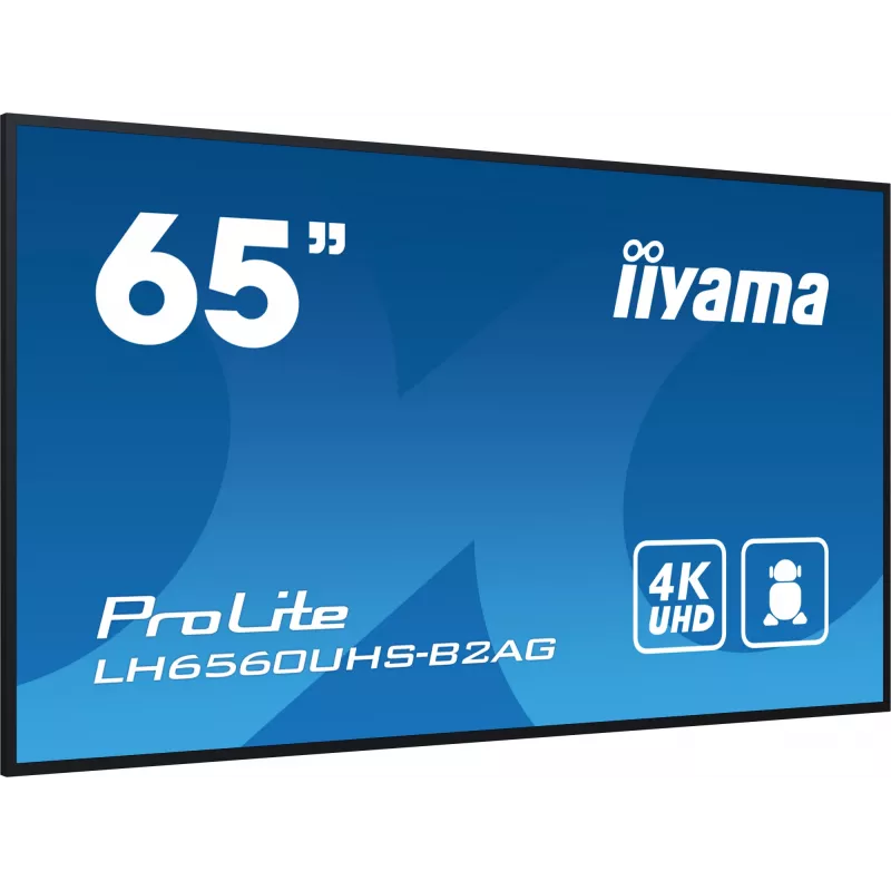 iiyama LH6560UHS-B2AG Signage Display Digital A-board 163.8 cm (64.5 inch) LED Wi-Fi 500 cd/m² 4K Ultra HD Black Built-in processor Android 11 24/7