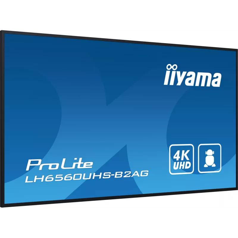 iiyama LH6560UHS-B2AG Signage Display Digital A-board 163.8 cm (64.5 inch) LED Wi-Fi 500 cd/m² 4K Ultra HD Black Built-in processor Android 11 24/7