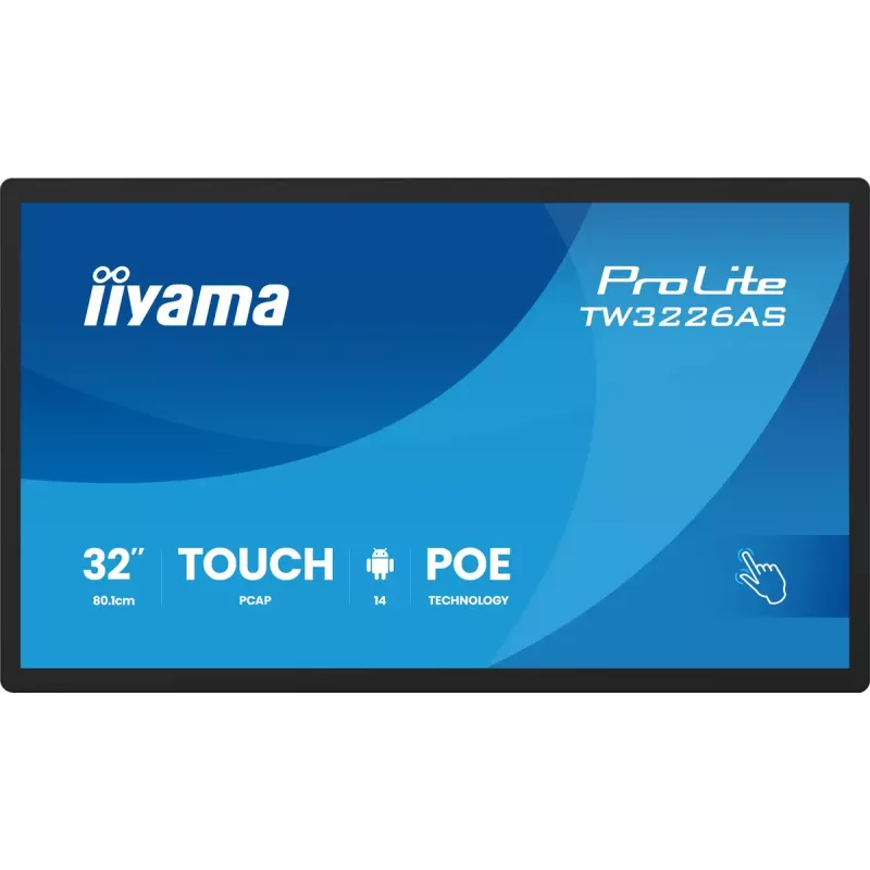 iiyama TW3226AS-B3P Signage Display Kiosk design 80 cm (31.5 inch) LED Wi-Fi 430 cd/m² Full HD Black Touchscreen Built-in processor Android 24/7