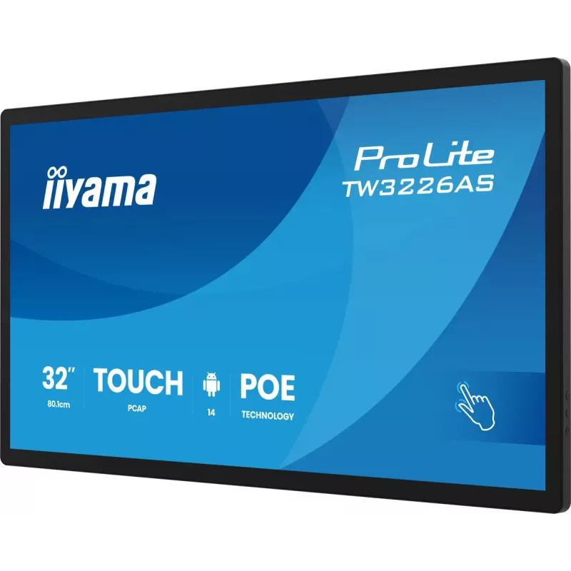 iiyama TW3226AS-B3P Signage Display Kiosk design 80 cm (31.5 inch) LED Wi-Fi 430 cd/m² Full HD Black Touchscreen Built-in processor Android 24/7