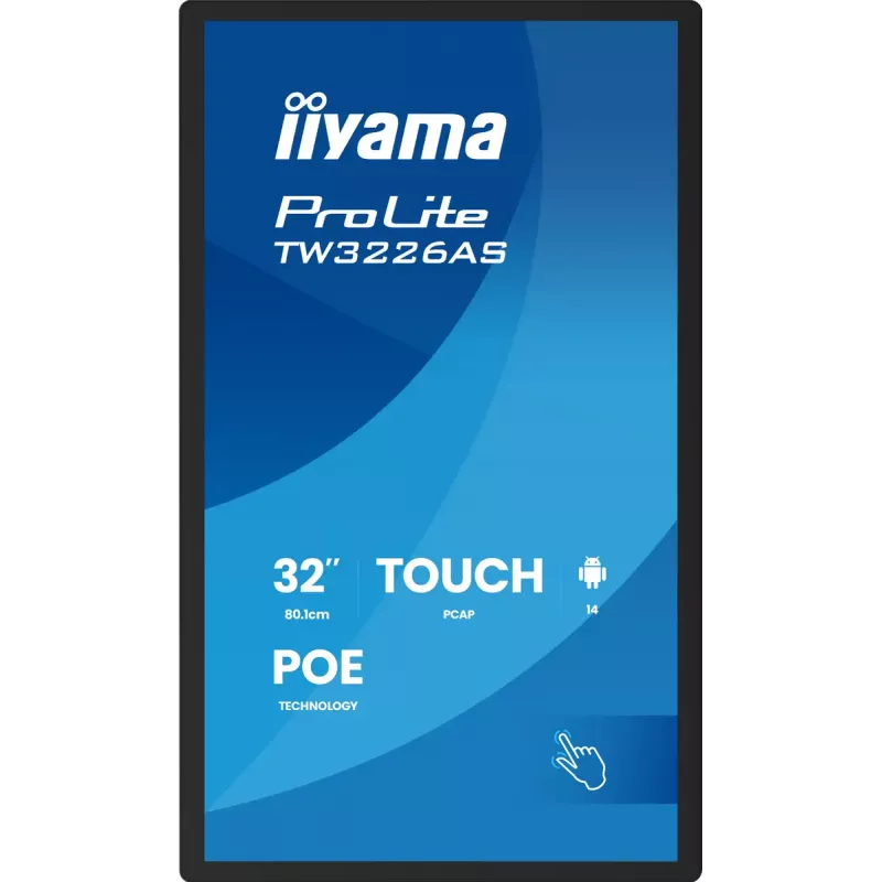 iiyama TW3226AS-B3P Signage Display Kiosk design 80 cm (31.5 inch) LED Wi-Fi 430 cd/m² Full HD Black Touchscreen Built-in processor Android 24/7