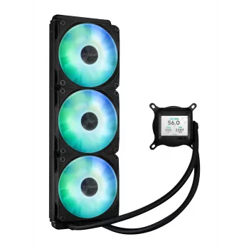 All-in-one liquid cooler ASUS Prime LC 360 ARGB LCD — 360 mm radiator, 3x 120 mm fans, LCD, PWM, Black