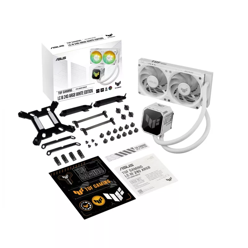 All-in-one liquid cooler ASUS TUF GAMING LC III 240 ARGB WHT – 240 mm radiator, 2x 120 mm fans, PWM, white