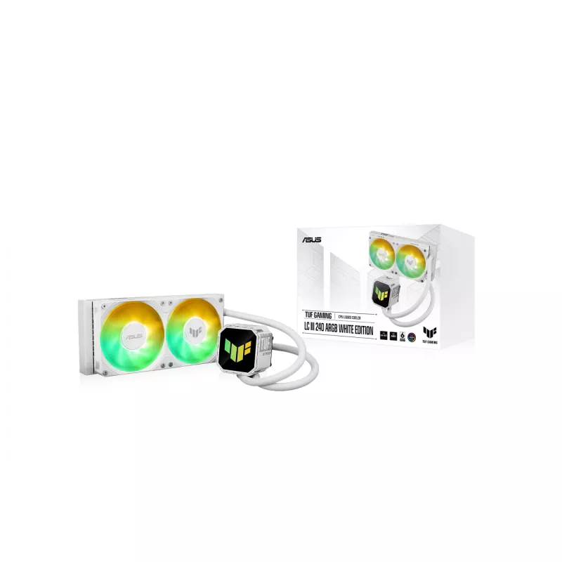 All-in-one liquid cooler ASUS TUF GAMING LC III 240 ARGB WHT – 240 mm radiator, 2x 120 mm fans, PWM, white