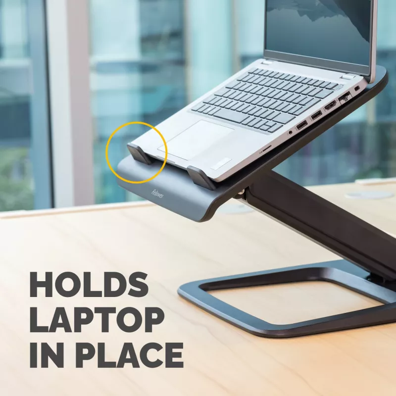Fellowes Laptop Stand for Desk - Hana LT Laptop Stand for the Home and Office - Adjustable Laptop Stand with 3 Height Adjustments - Max Monitor Size 19 inch, Max Weight 4.5KG - Black