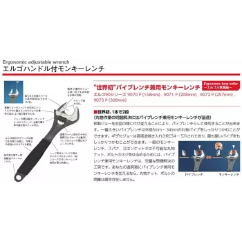 Adjustable spanner Bahco 9031-T Jaw width 21.8 cm Weight 325 g