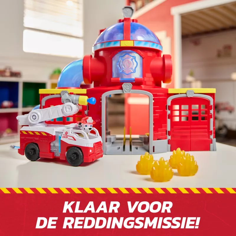 PAW Patrol Fire Rescue Command Center with Marshall Figure, Rescue Fire Truck, Lights, Launcher & Sound Fx, Kids Toys for Boys & Girls Ages 3 and Up
