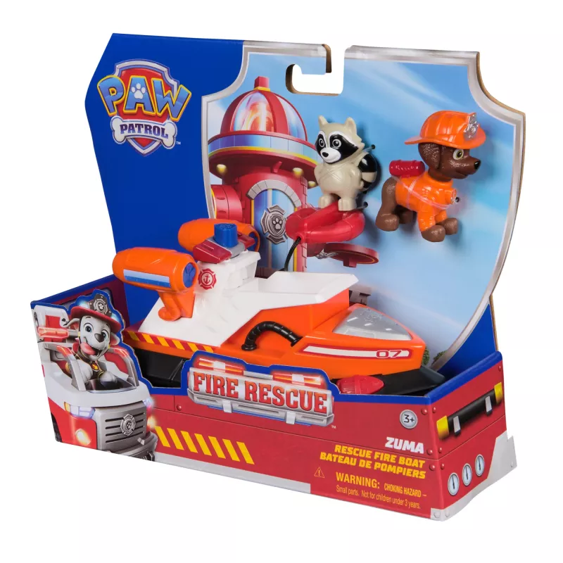 PAW Patrol Fire Rescue: Zuma Rescue Fire Boat with Action Figure, Launching Lifesaver, Raccoon & Toy Boat, Kids Toys for Boys & Girls Ages 3 and Up