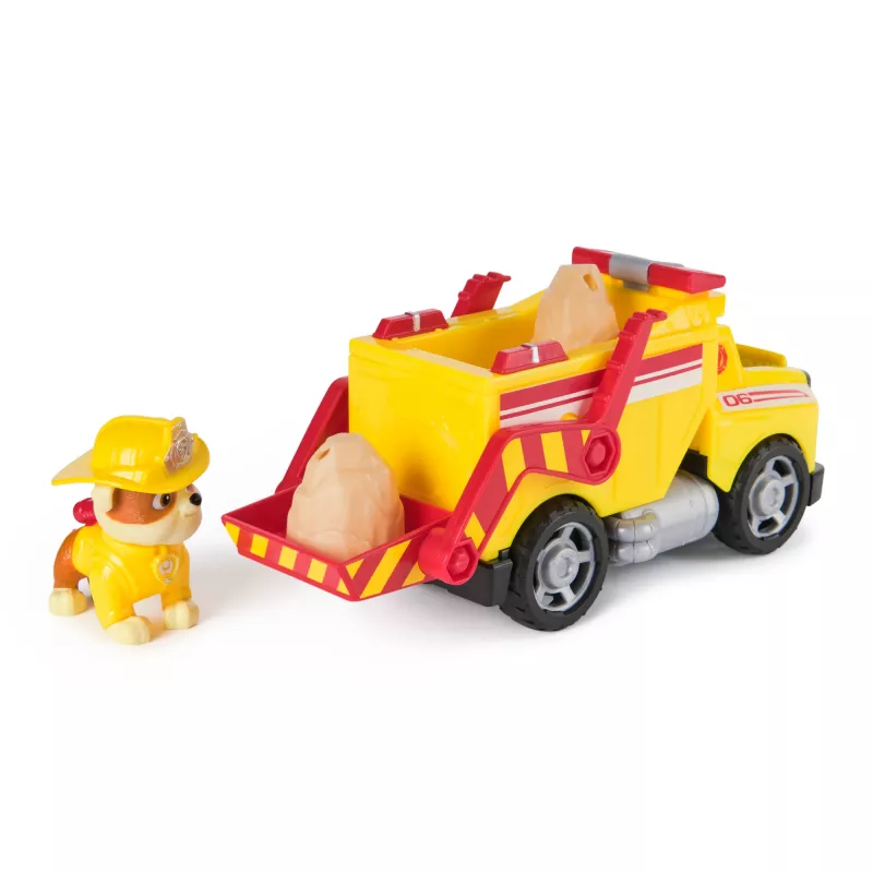 PAW Patrol Fire Rescue: Rubble Rescue Fire Dump Truck with Action Figure, Projectiles, and Toy Truck, Kids Toys for Boys & Girls Ages 3 and Up