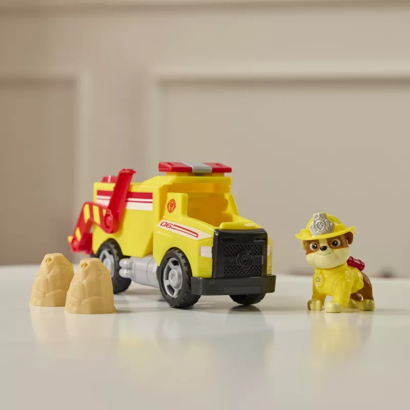 PAW Patrol Fire Rescue: Rubble Rescue Fire Dump Truck with Action Figure, Projectiles, and Toy Truck, Kids Toys for Boys & Girls Ages 3 and Up