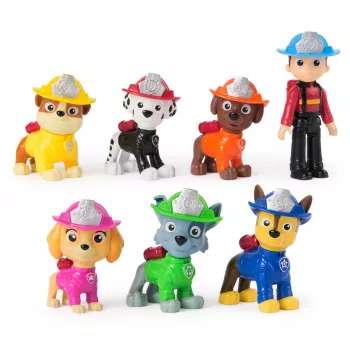 PAW Patrol Fire Rescue Team Pack with 7 Collectible Action Figures, Including Ryder & 6 Pups, Kids Toys for Boys & Girls Ages 3 and Up