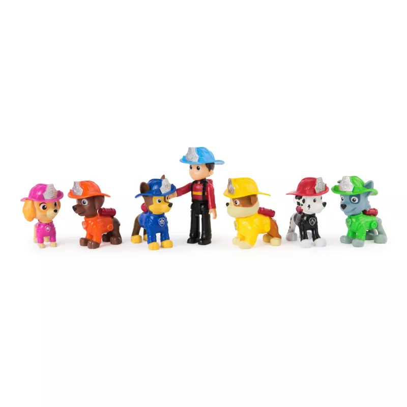 PAW Patrol Fire Rescue Team Pack with 7 Collectible Action Figures, Including Ryder & 6 Pups, Kids Toys for Boys & Girls Ages 3 and Up