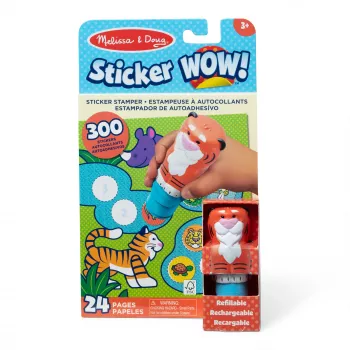 Melissa & Doug Sticker WOW 24-Page Activity Pad and Sticker Stamper, 300 Stickers, Arts and Crafts Fidget Toy Collectible Character – Tiger - FSC Certified