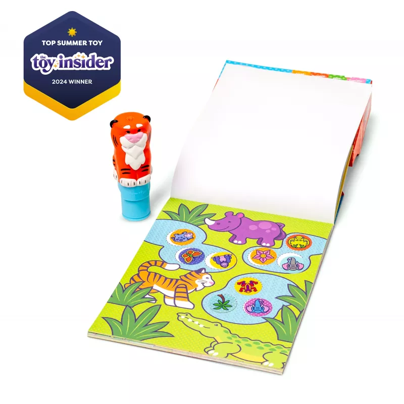 Melissa & Doug Sticker WOW 24-Page Activity Pad and Sticker Stamper, 300 Stickers, Arts and Crafts Fidget Toy Collectible Character – Tiger - FSC Certified