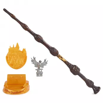 Wizarding World Harry Potter, 12-inch Magical Collector Albus Dumbledore Wand with Stand & Die-cast Icon, Magical Creatures, Accessory for Costumes