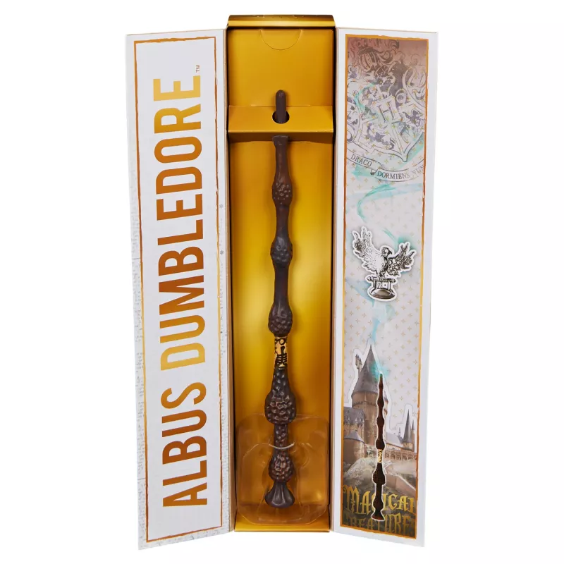 Wizarding World Harry Potter, 12-inch Magical Collector Albus Dumbledore Wand with Stand & Die-cast Icon, Magical Creatures, Accessory for Costumes