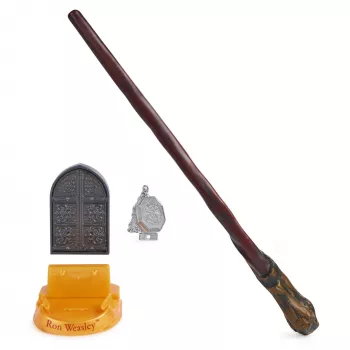 Wizarding World Harry Potter, 12-inch Magical Collector Ron Weasley Wand, Stand & Die-cast Icon, Magical Artifacts, Accessory for Costumes