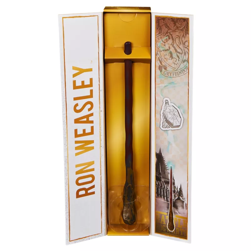 Wizarding World Harry Potter, 12-inch Magical Collector Ron Weasley Wand, Stand & Die-cast Icon, Magical Artifacts, Accessory for Costumes