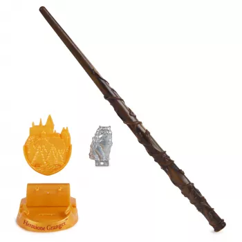 Wizarding World Harry Potter, 12-inch Magical Collector Hermione Granger Wand with Stand & Die-cast Icon, Magical Creatures, Accessory for Costumes