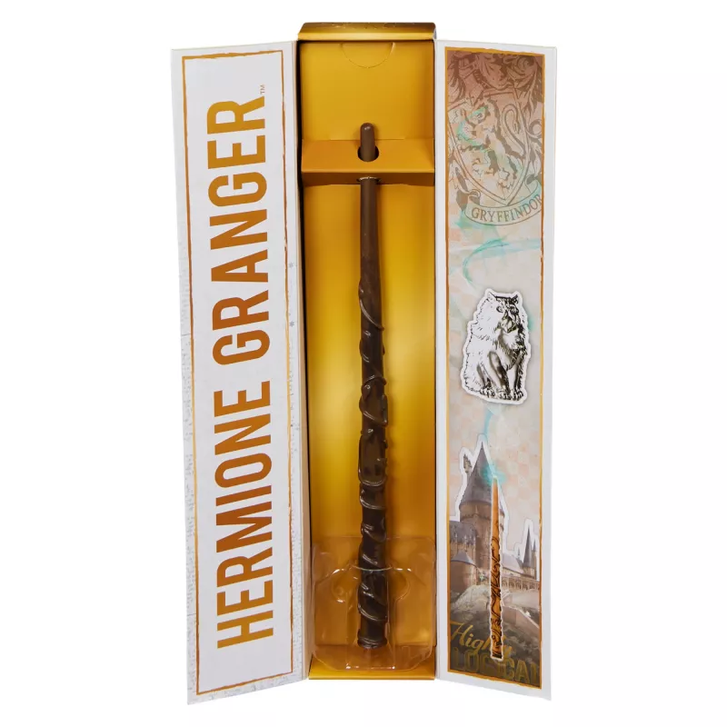 Wizarding World Harry Potter, 12-inch Magical Collector Hermione Granger Wand with Stand & Die-cast Icon, Magical Creatures, Accessory for Costumes