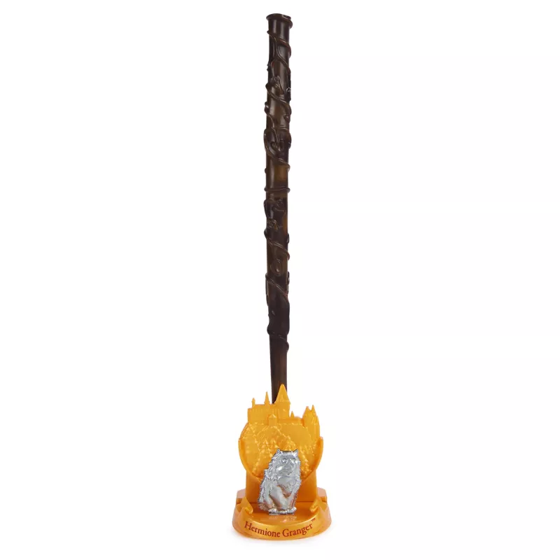 Wizarding World Harry Potter, 12-inch Magical Collector Hermione Granger Wand with Stand & Die-cast Icon, Magical Creatures, Accessory for Costumes