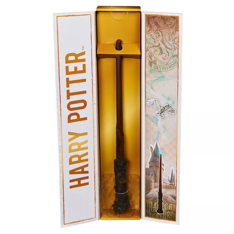 Wizarding World Harry Potter, 12-inch Magical Collector Harry Potter Wand with Stand & Die-cast Icon, Magical Creatures, Accessory for Costumes