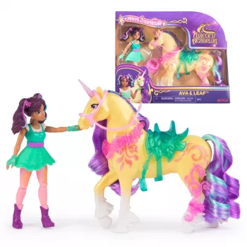 Mini doll set Usorteret Unicorn Academy Ava & Leaf Power of Friendship with translucent saddle and 2 accessories, 168 mm, plastic
