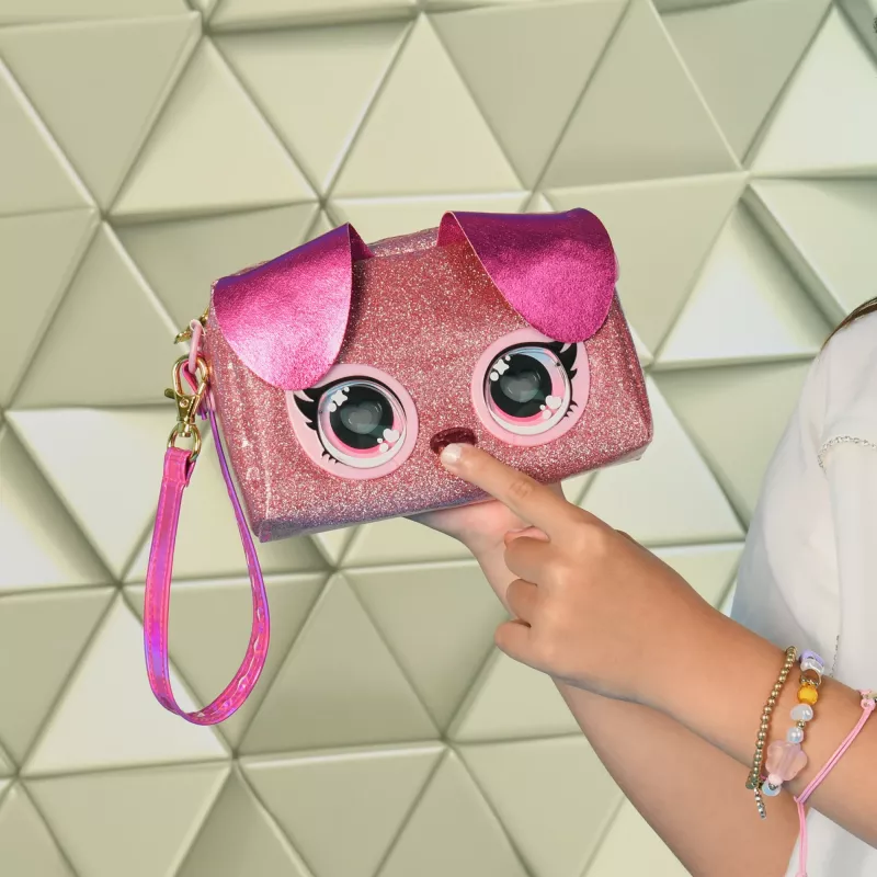 Purse Pets , Keepin’ It Clutch Dazzling Diva Puppy Pet Toy and Wristlet Purse with Light up Rainbow Eyes, Kids Toys for Girls Ages 4 and up